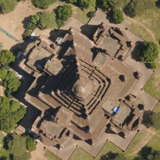Aerial View of Temple in Bagan