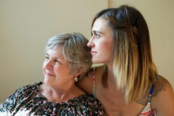 mother and daughter embracing