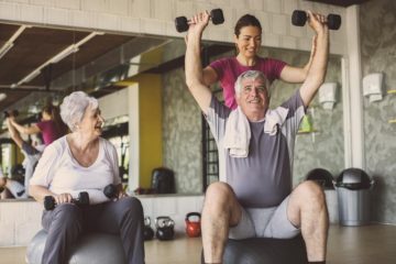 seniors in gym working out